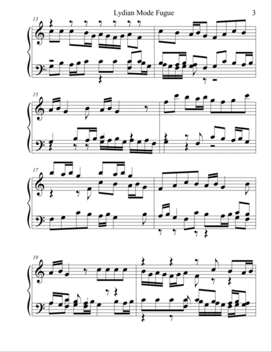 Lydian Mode Fugue Piano Method scores gallery preview page 3