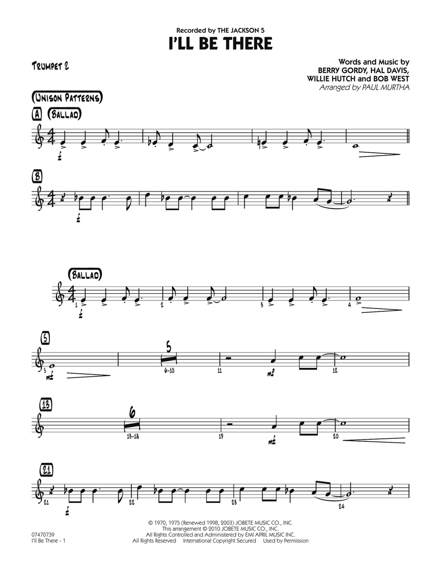 I'll Be There - Trumpet 2 Jazz Ensemble scores gallery preview page 1