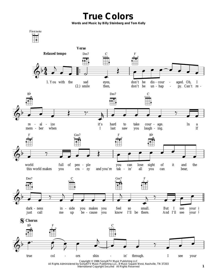 True Colors Ukulele scores gallery preview page 1