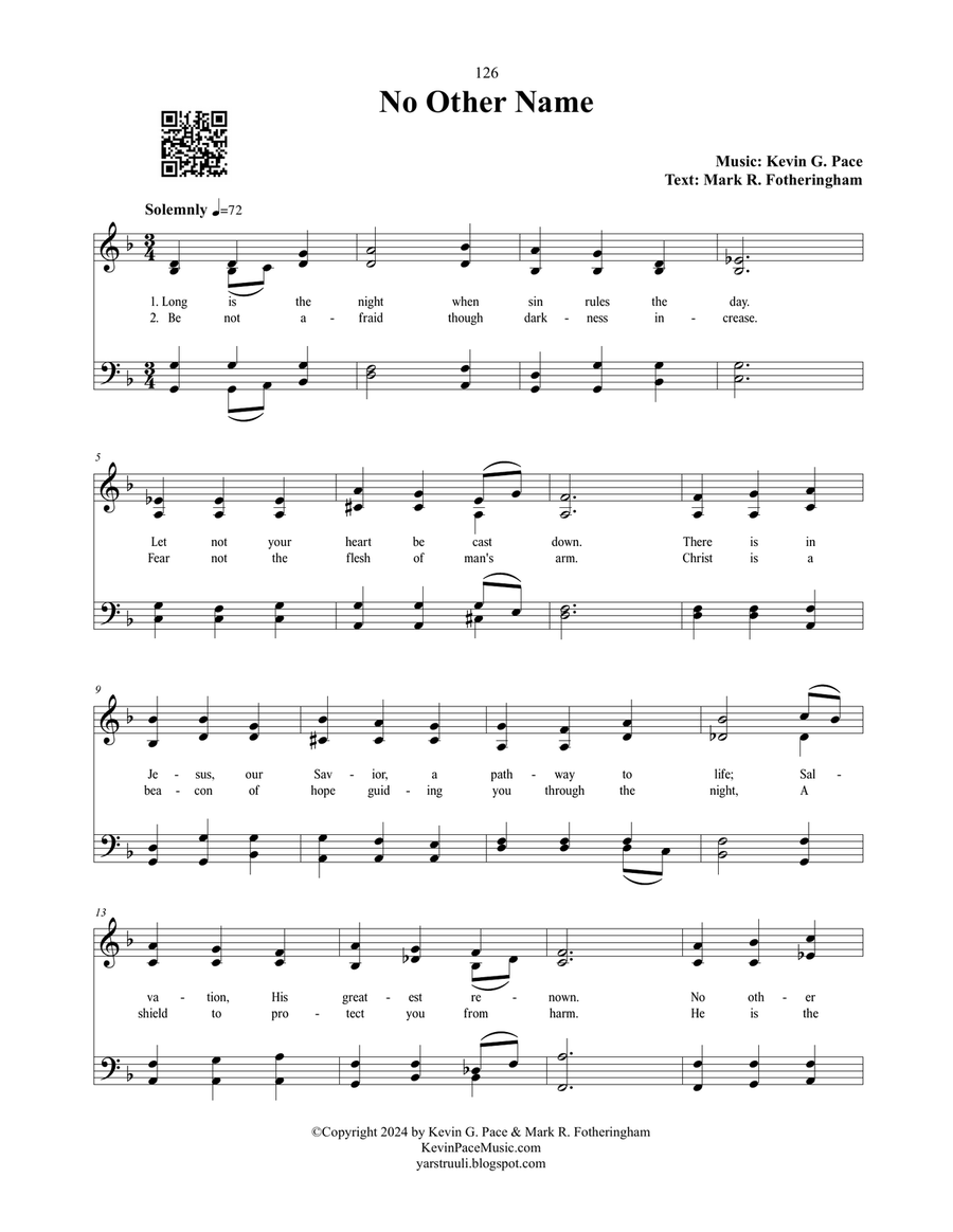 No Other Name, a sacred hymn 4-Part scores gallery preview page 2