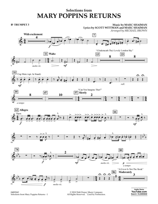 Selections from Mary Poppins Returns (arr. Michael Brown) - Bb Trumpet 3