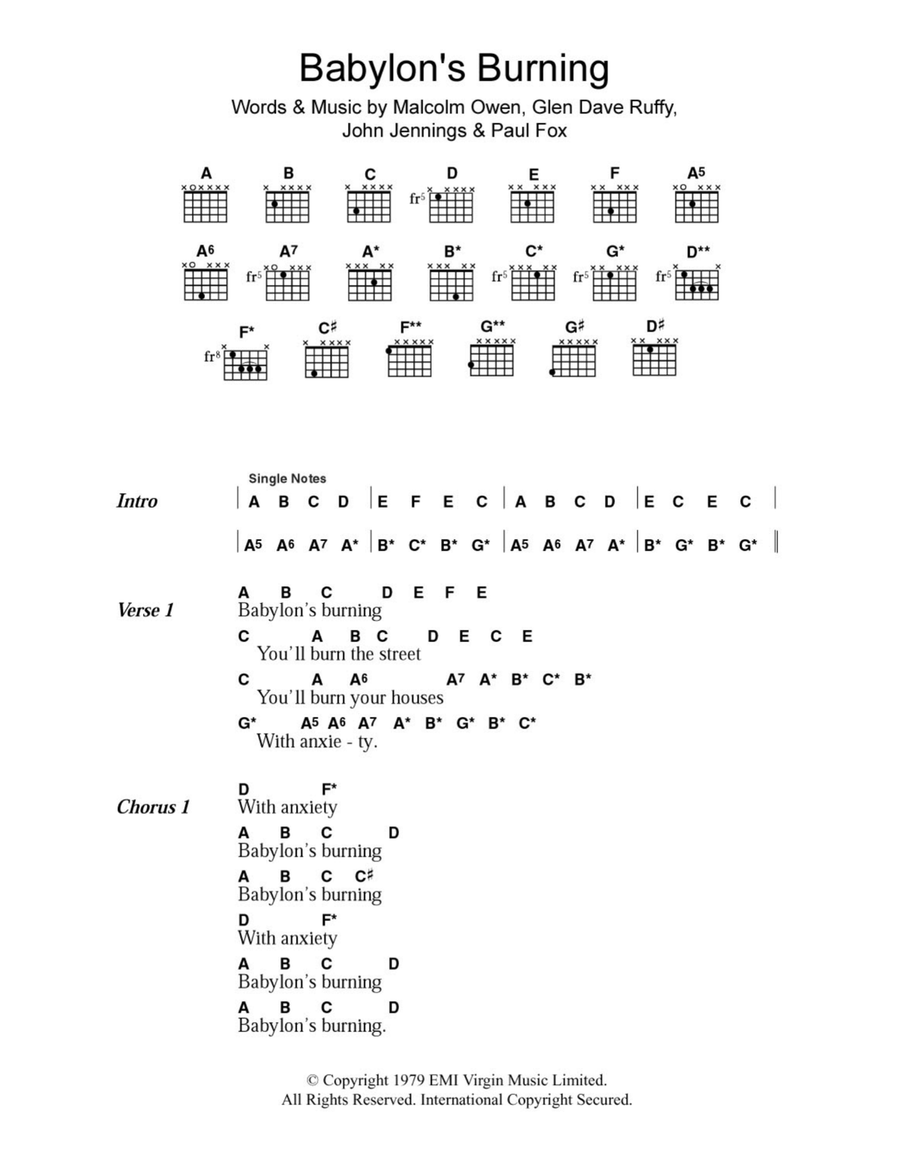 Babylon's Burning Electric Guitar scores gallery preview page 1