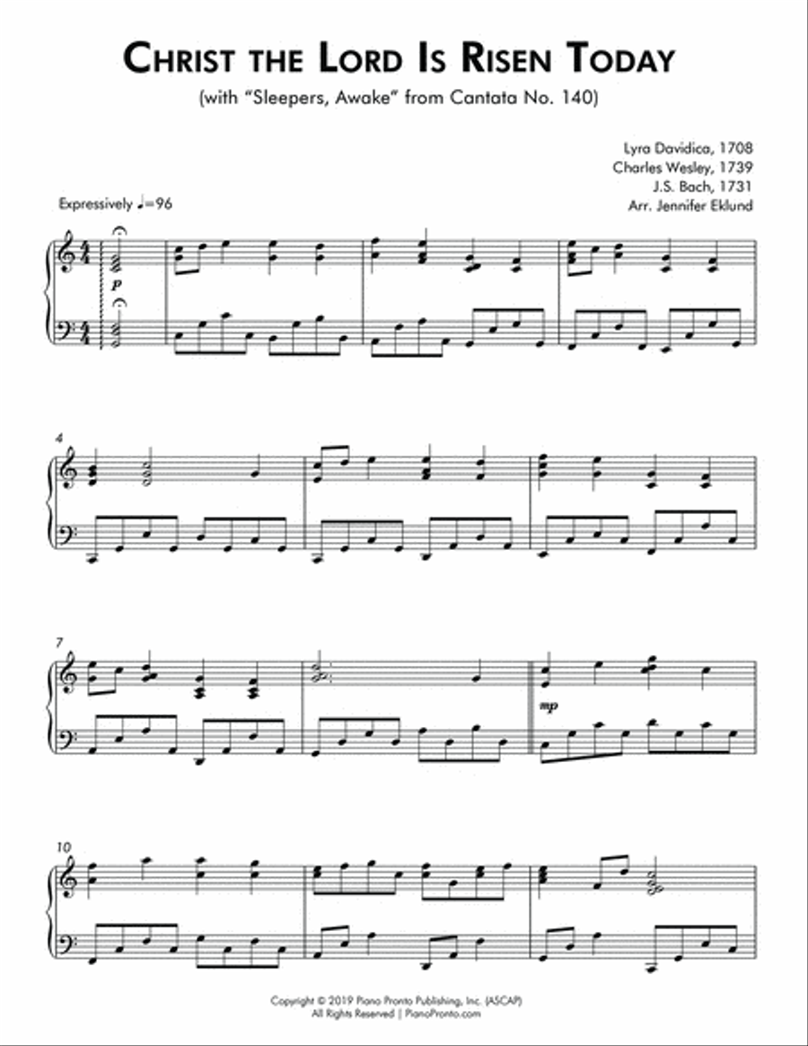 Christ the Lord Is Risen Today (Intermediate Piano) Piano Solo scores gallery preview page 2