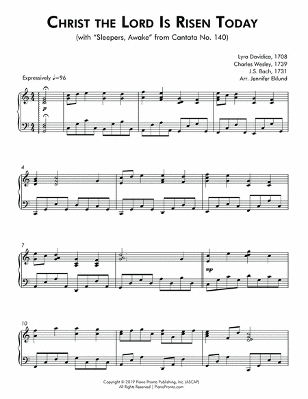 Christ the Lord Is Risen Today (Intermediate Piano) image number null