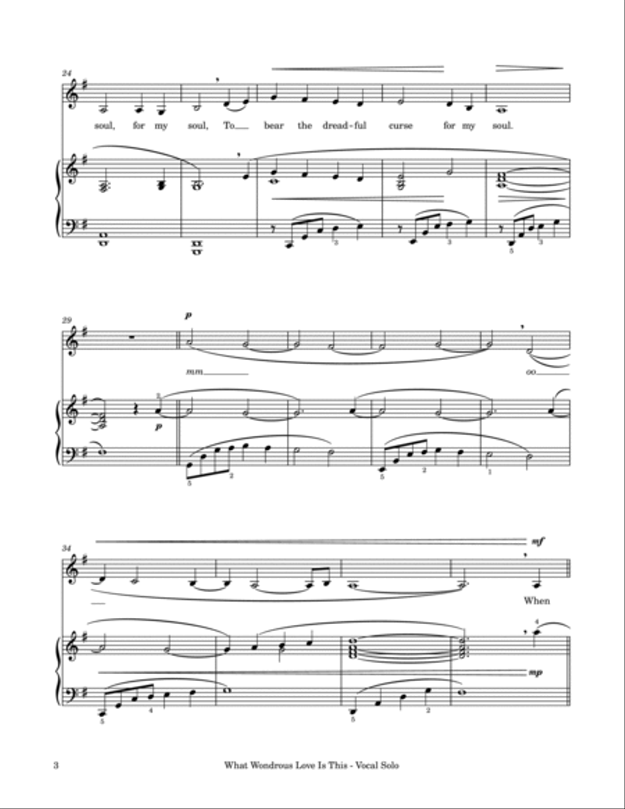 What Wondrous Love Is This - Vocal Solo (Low Voice) with Piano Accompaniment Low Voice scores gallery preview page 4
