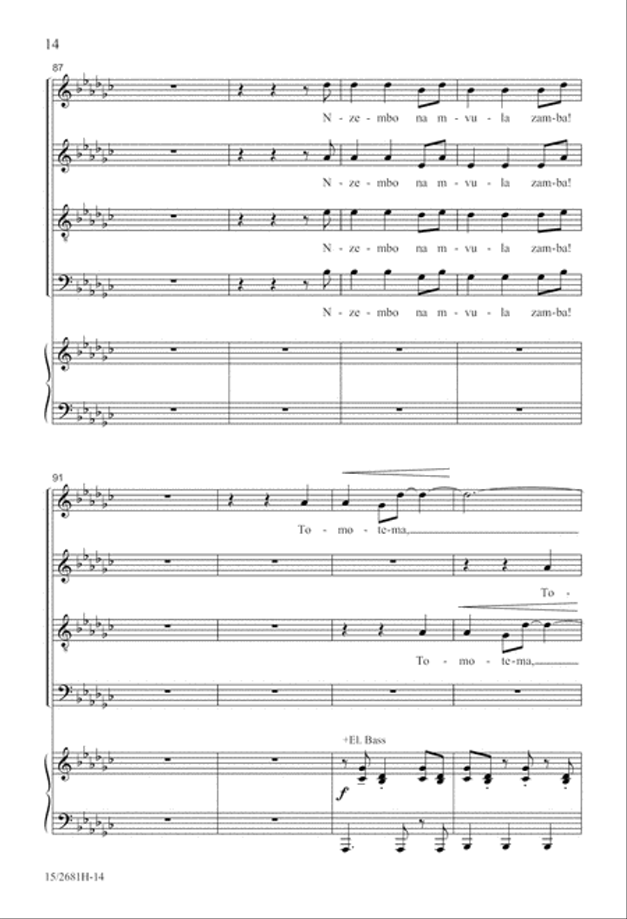 Nzembo na Mvula Zamba (Song of the Rainforest) 4-Part scores gallery preview page 14