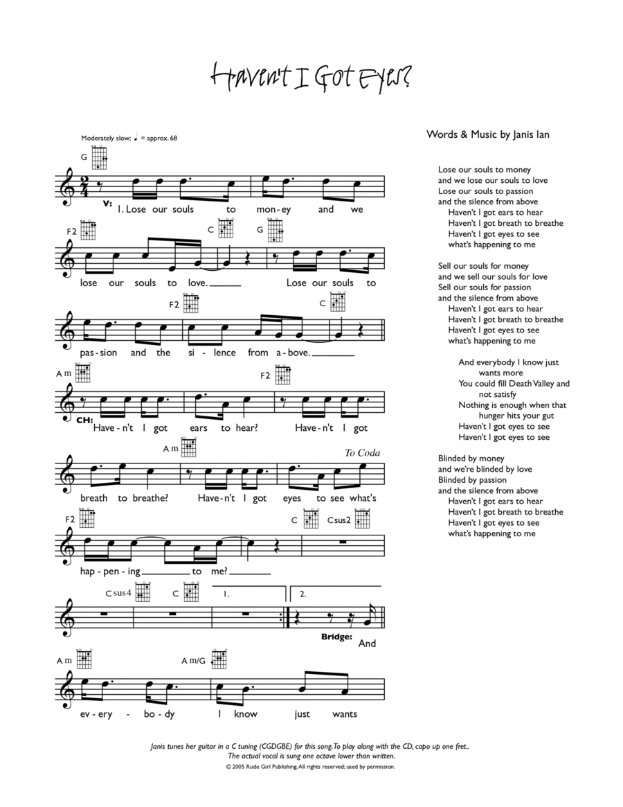 Haven't I Got Eyes Guitar scores gallery preview page 1
