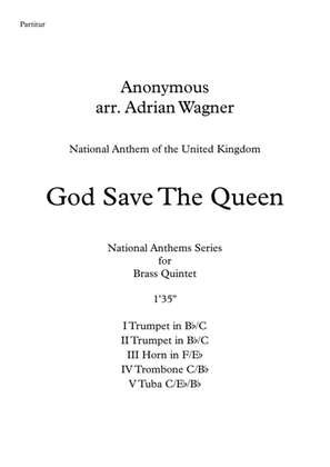 Book cover for "God Save The Queen" (National Anthem of the United Kingdom) Brass Quintet arr. Adrian Wagner