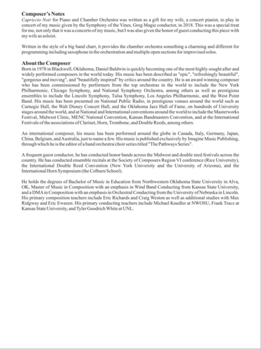 Capriccio Noir Chamber Orchestra scores gallery preview page 2