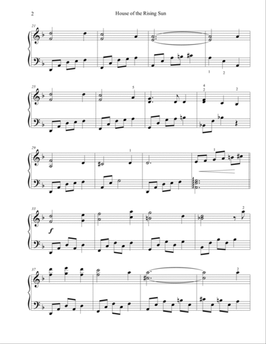 House of the Rising Sun - intermediate piano Piano Solo scores gallery preview page 2
