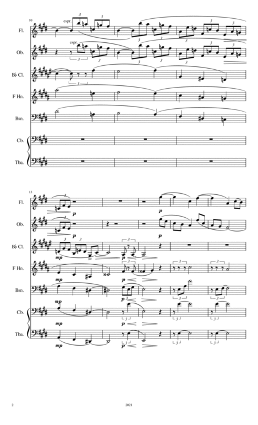 Brahms Intermezzo Opus 116 No. 4, arranged for ensemble Woodwind Quintet scores gallery preview page 3