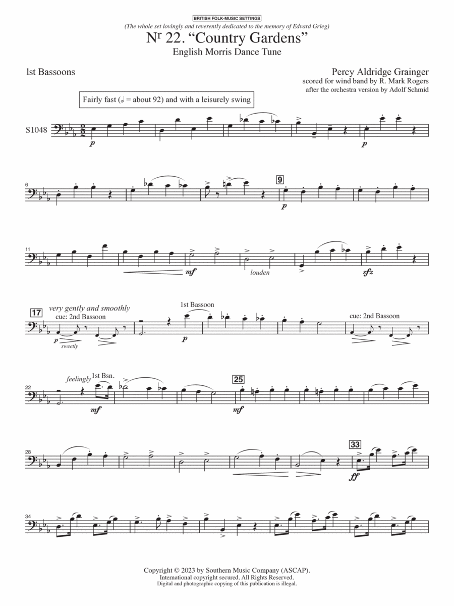 Country Gardens for Symphonic Band - Bassoon 1 Concert Band scores gallery preview page 1