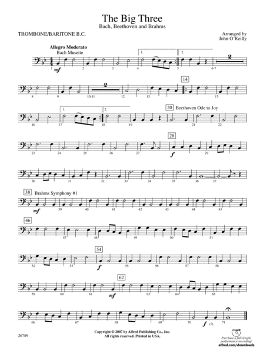 The Big Three: 1st Trombone Concert Band scores gallery preview page 1