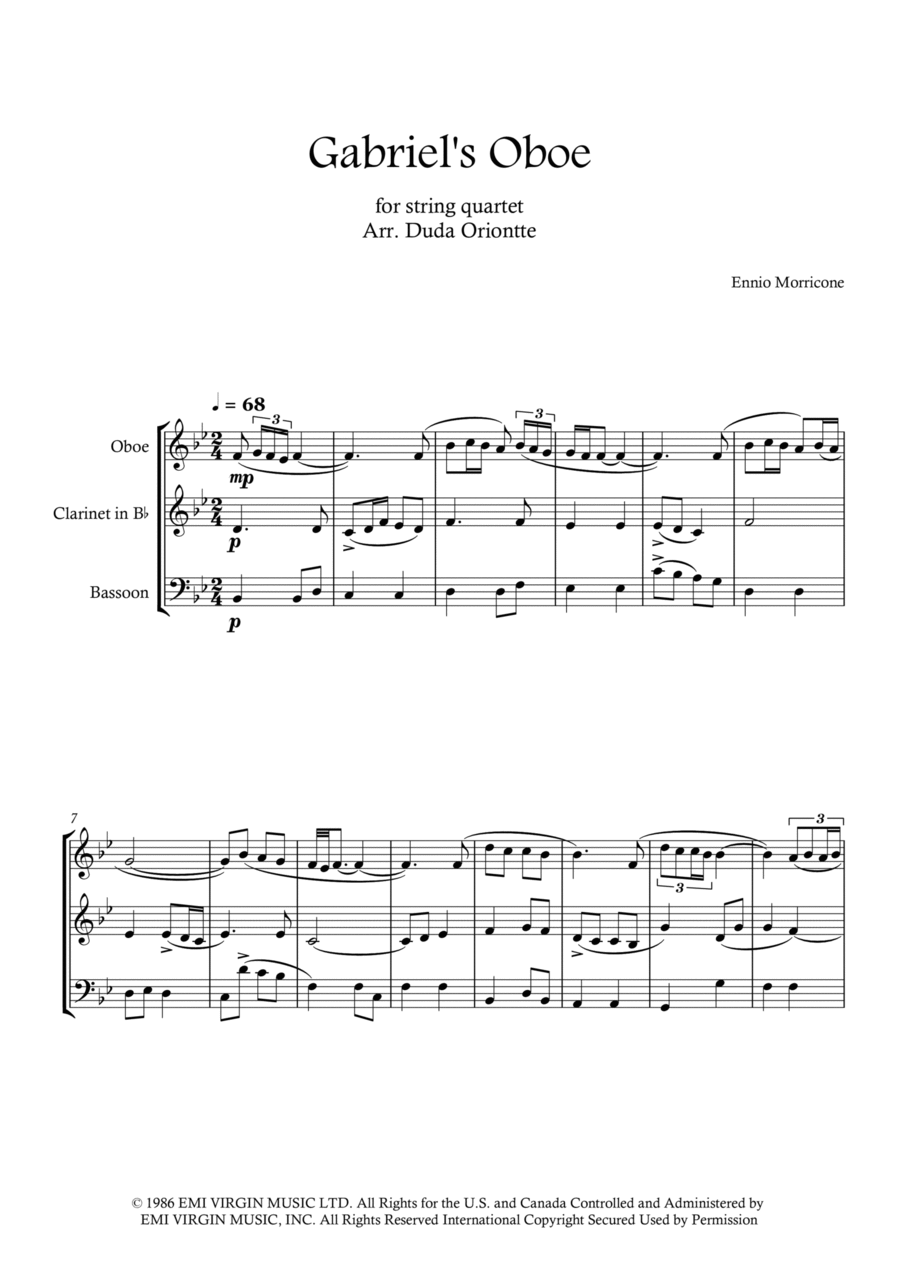 Gabriel's Oboe Woodwind Trio scores gallery preview page 1