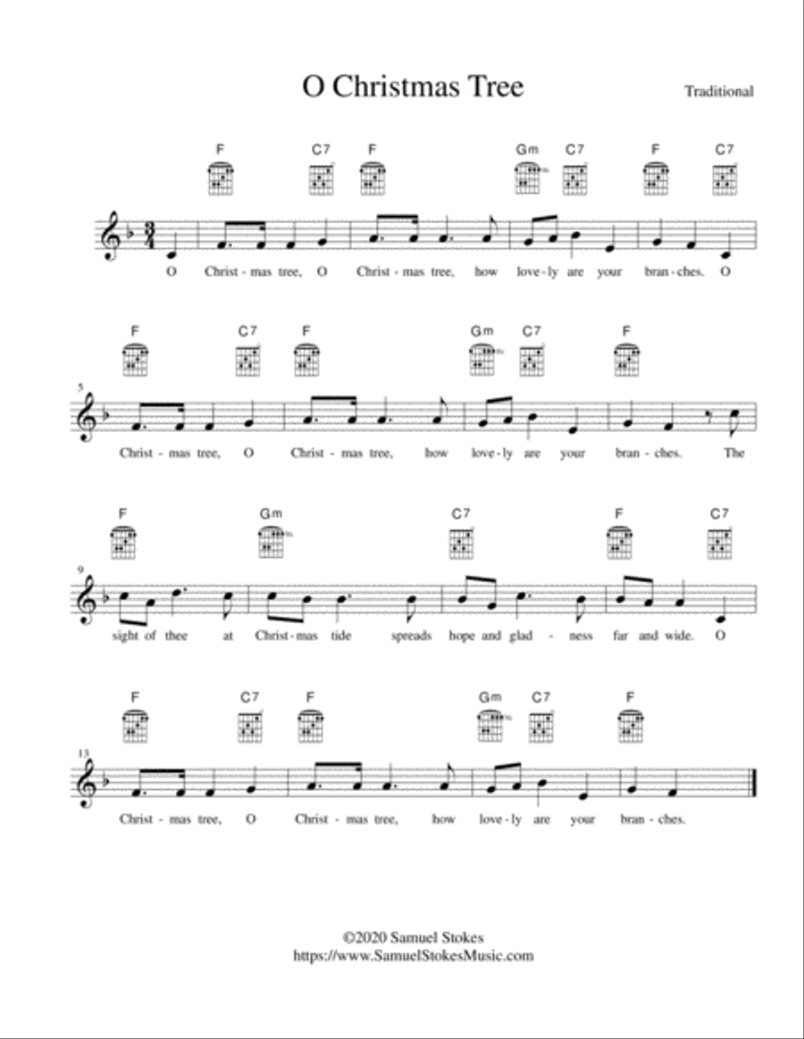 O Christmas Tree - lead sheet in F major Guitar scores gallery preview page 1