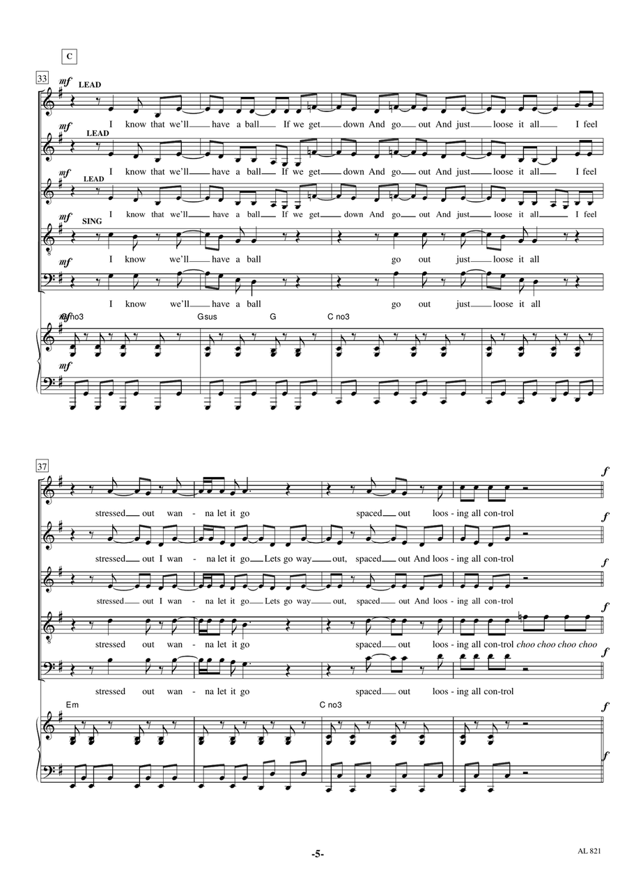 I Gotta Feeling Divisi scores gallery preview page 5