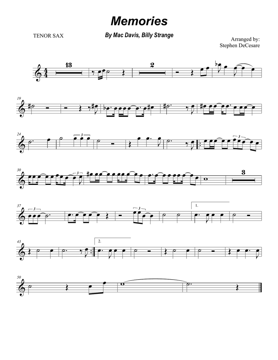 Memories Saxophone Quartet scores gallery preview page 6