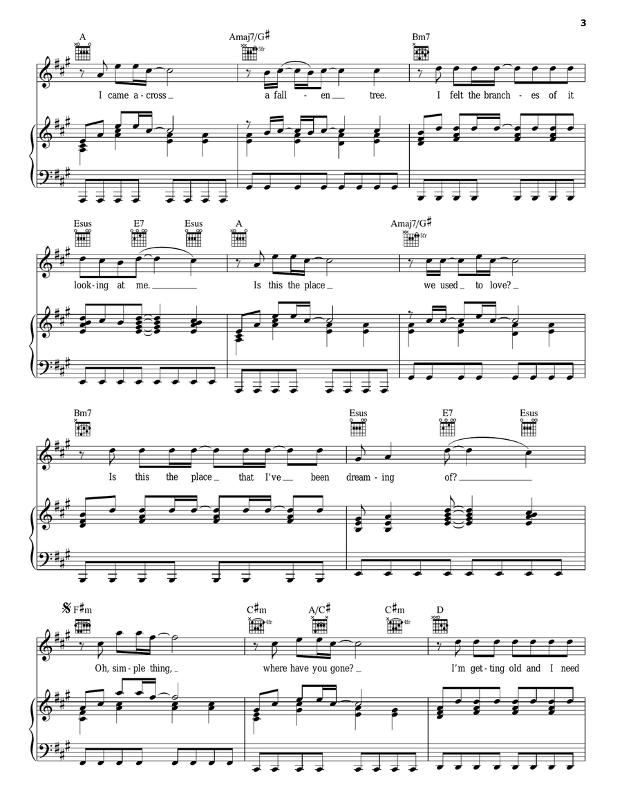 Somewhere Only We Know Piano, Vocal, Guitar scores gallery preview page 3