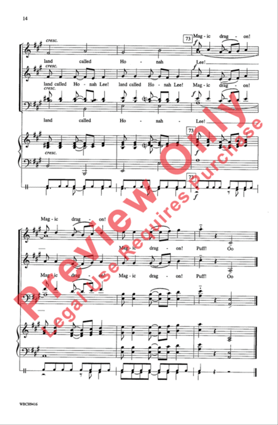 Puff (The Magic Dragon) 4-Part scores gallery preview page 14
