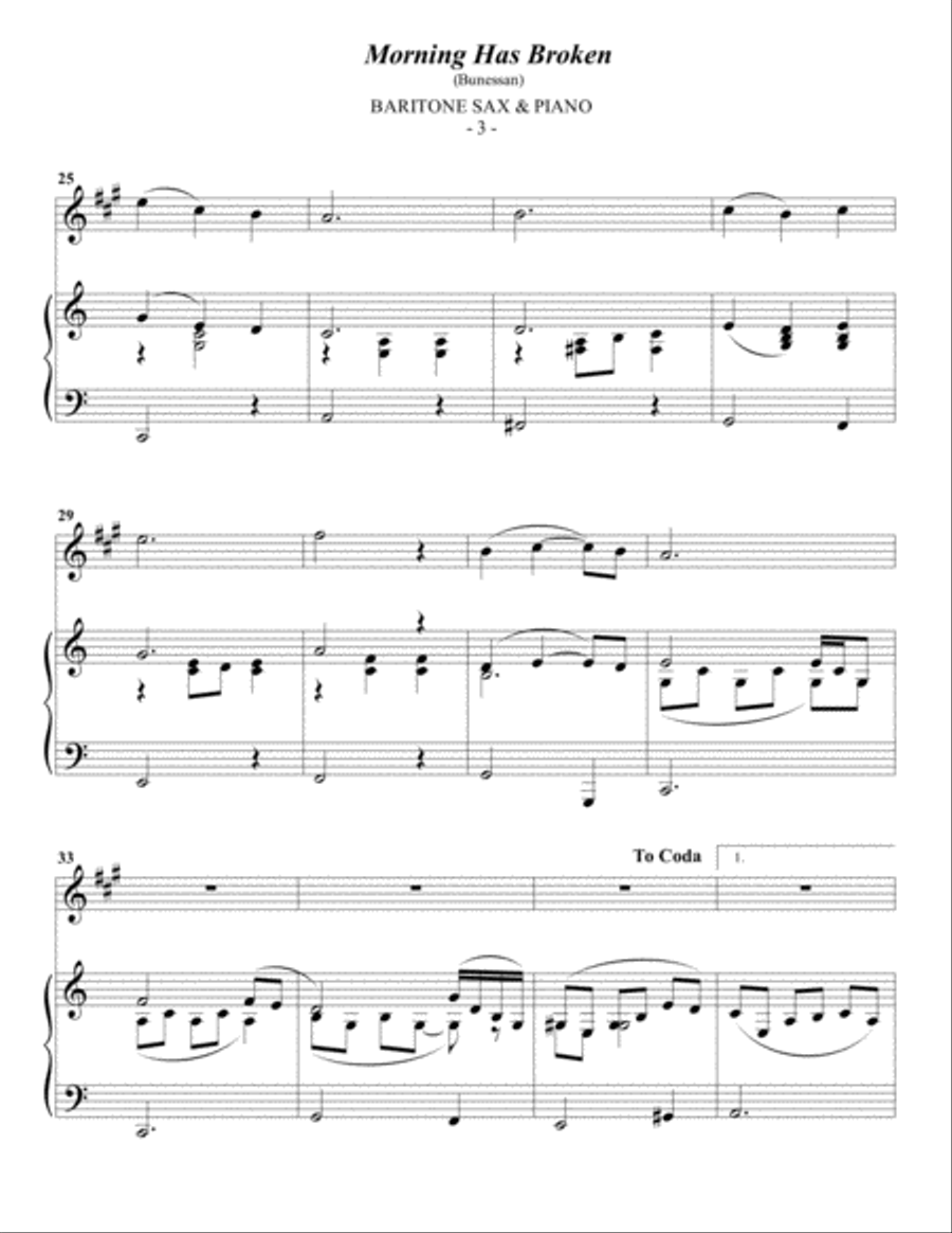 Morning Has Broken Baritone Saxophone scores gallery preview page 3