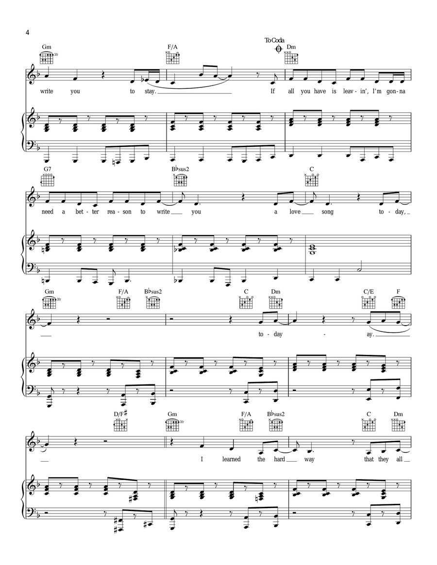 Love Song Piano, Vocal, Guitar scores gallery preview page 4