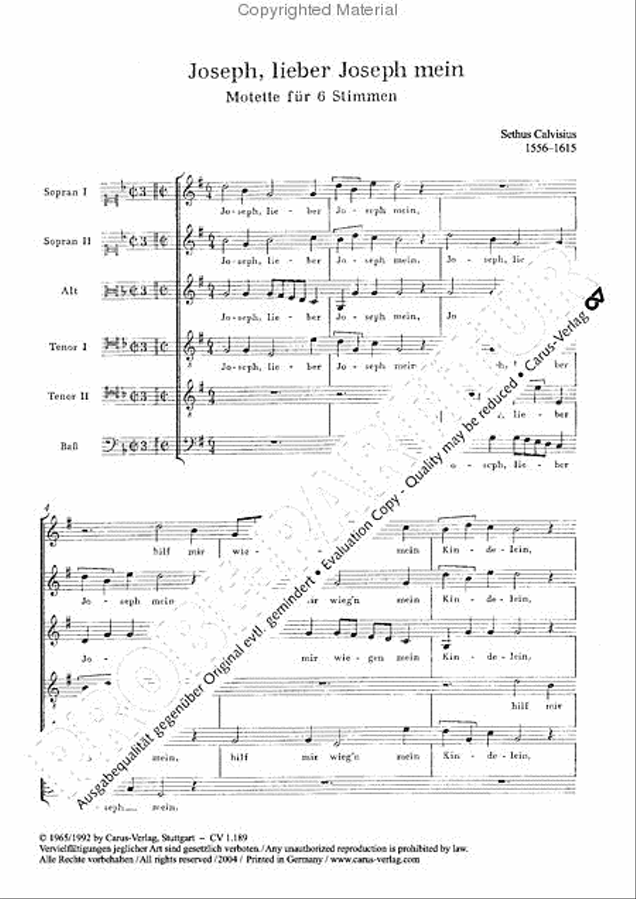 Joseph, lieber Joseph mein Choir scores gallery preview page 2