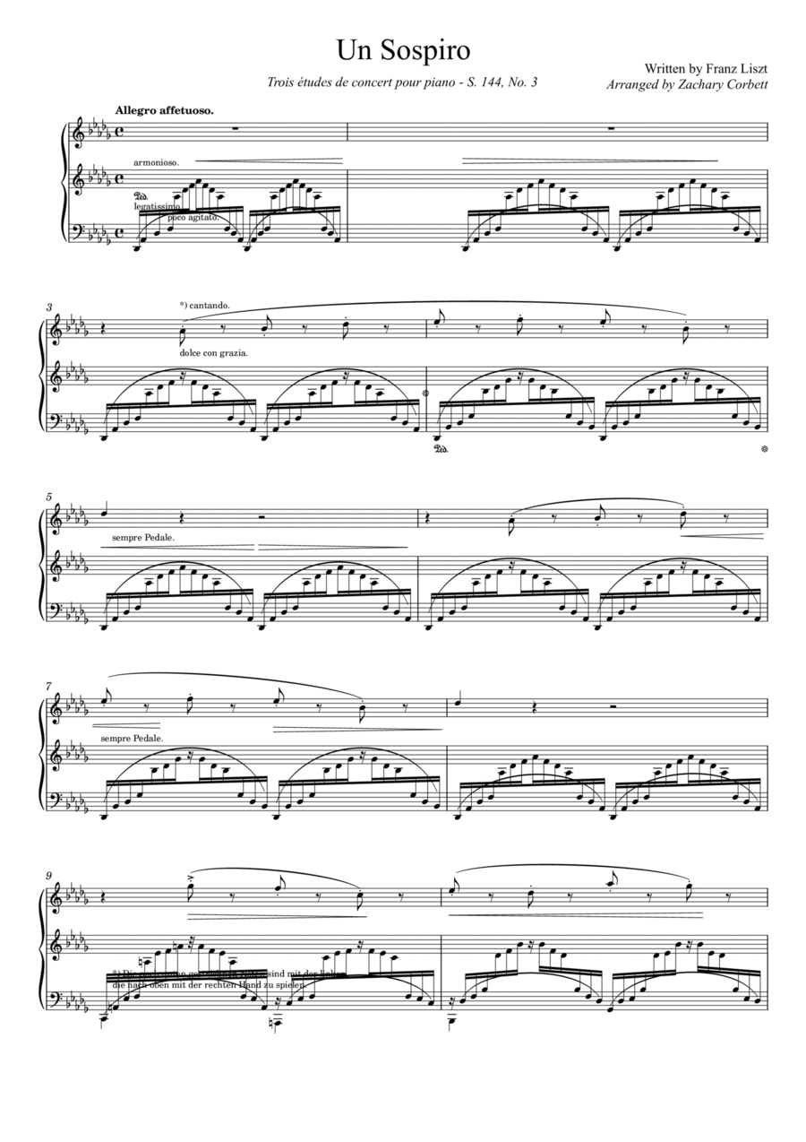 Trois Etudes de Concert No. 3 Un Sospiro Piano Method scores gallery preview page 1