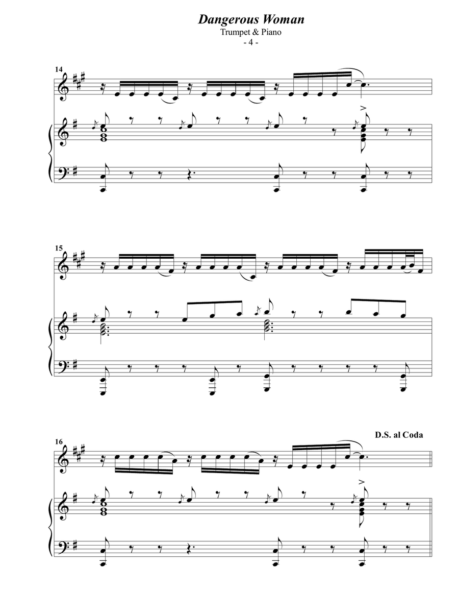 Dangerous Woman B-Flat Trumpet scores gallery preview page 4