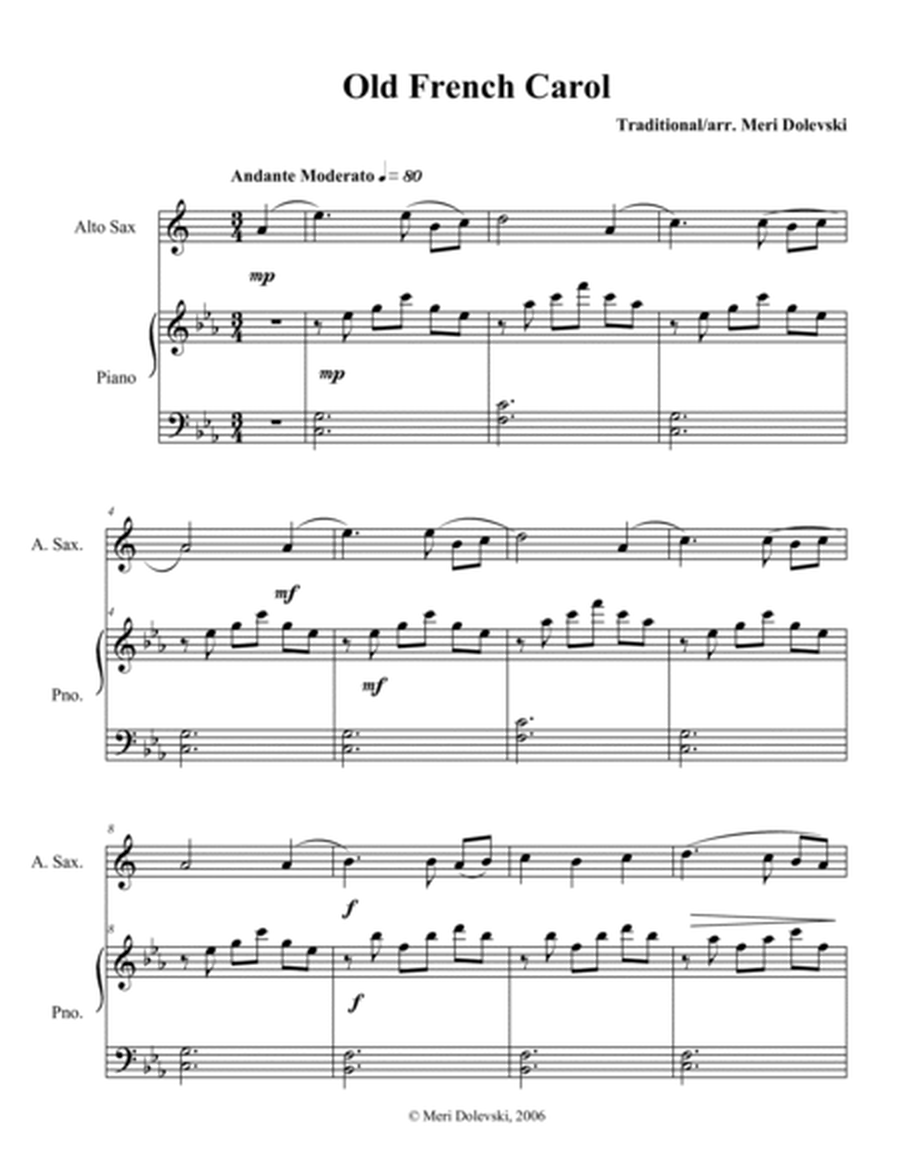Old French Carol: E flat saxes (alto, baritone)/piano