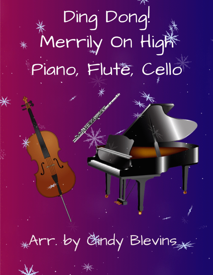 Ding Dong! Merrily On High, for Piano, Flute and Cello Flute scores gallery preview page 1