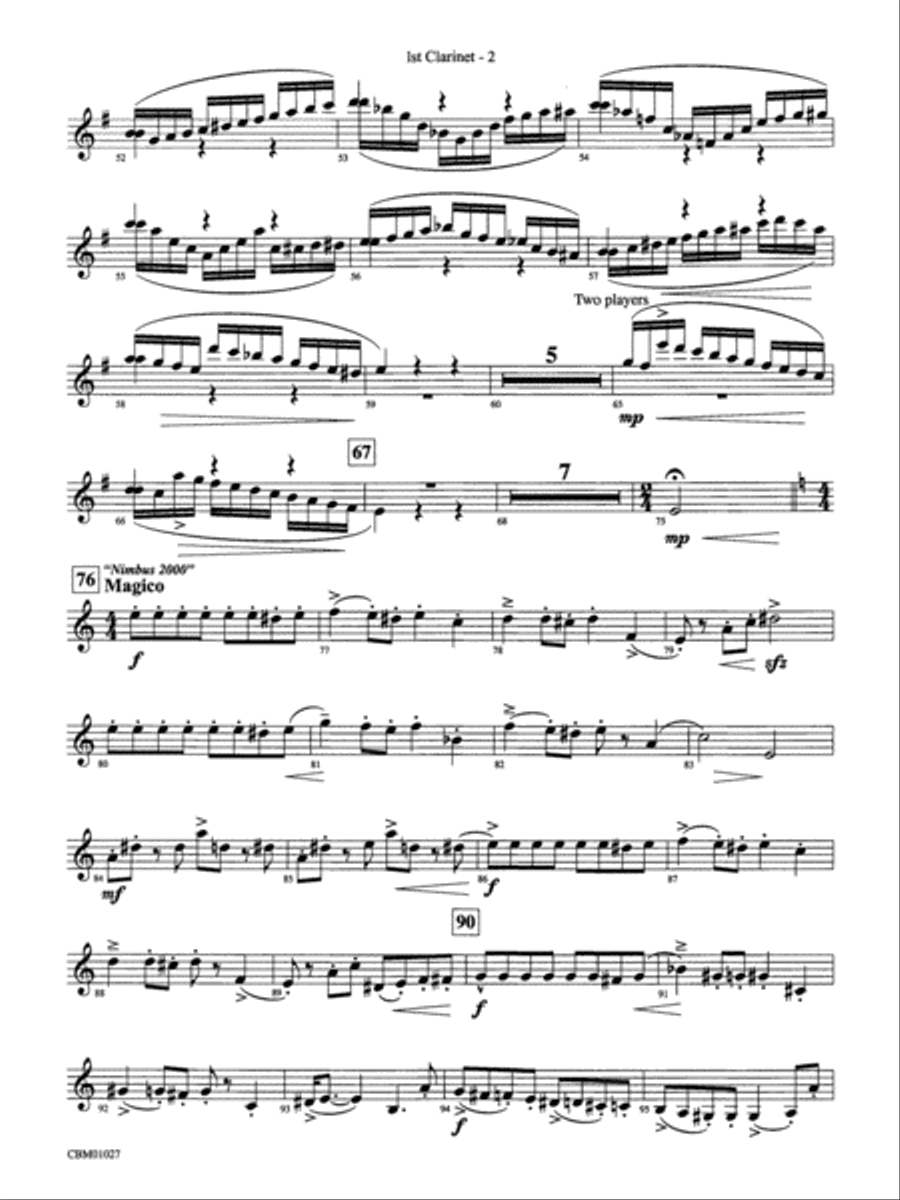 Harry Potter Symphonic Suite: 1st B-flat Clarinet Concert Band scores gallery preview page 2