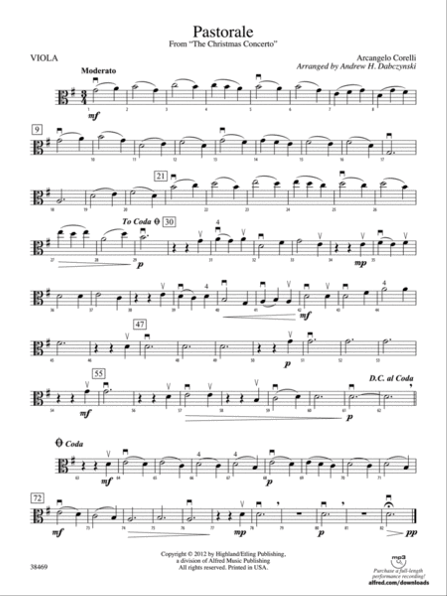 Pastorale (from The Christmas Concerto): Viola String Orchestra scores gallery preview page 1