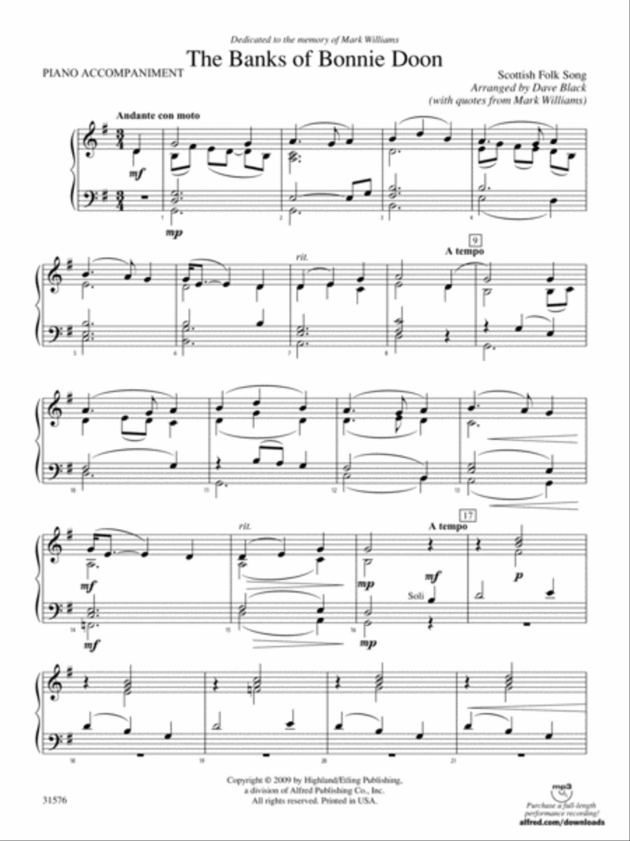 The Banks of Bonnie Doon: Piano Accompaniment Orchestra scores gallery preview page 1