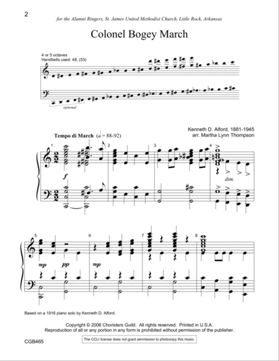 Colonel Bogey March Colonel Bogey March Handbell Choir scores gallery preview page 2