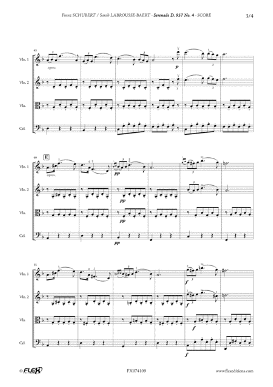 Serenade D. 957 No. 4 - Leise flehen meine Lieder String Quartet scores gallery preview page 5