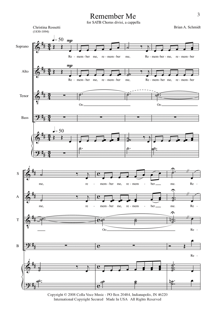 Remember Me 4-Part scores gallery preview page 1