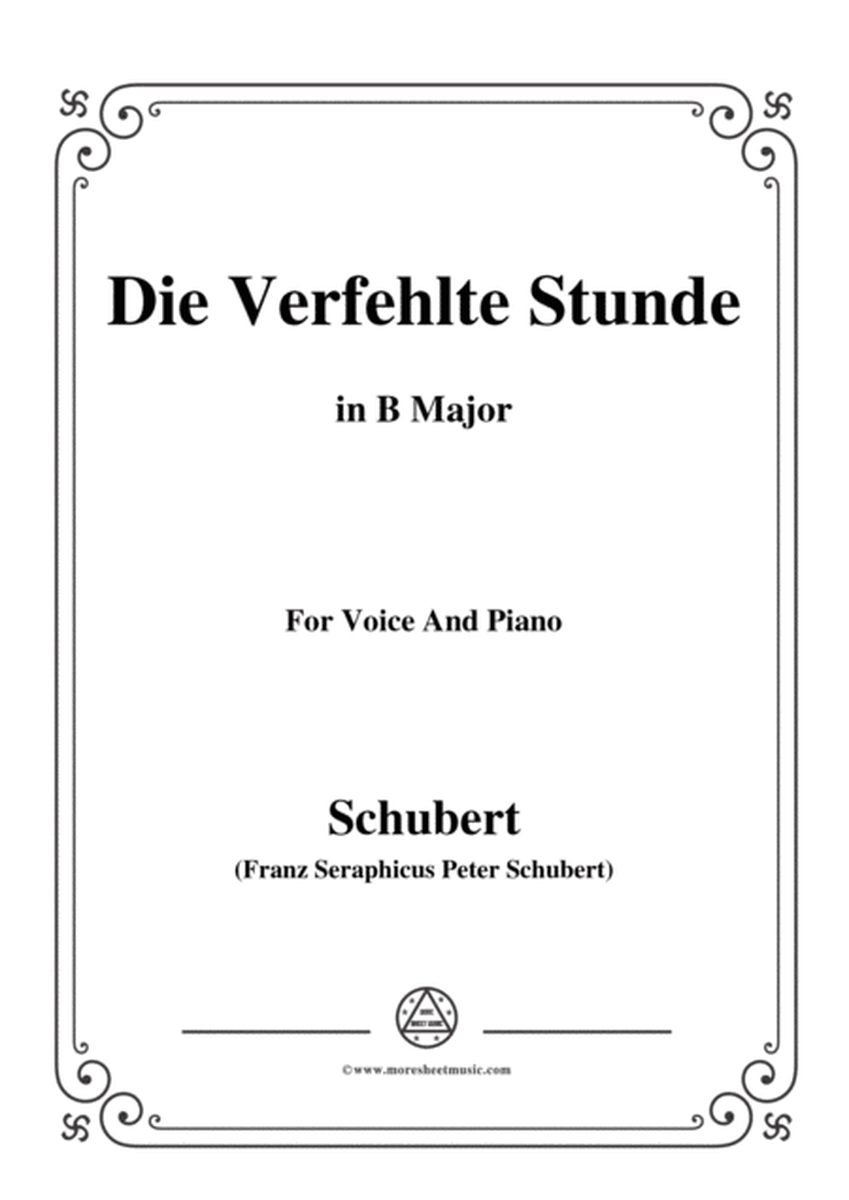 Schubert-Die Verfehlte Stunde,in B Major,for Voice&Piano image number null