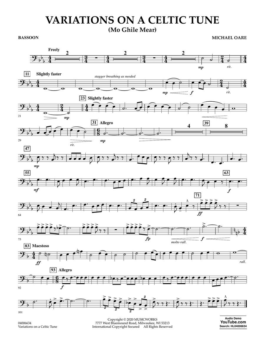 Variations on a Celtic Tune (Mo Ghile Mear) - Bassoon Concert Band scores gallery preview page 1