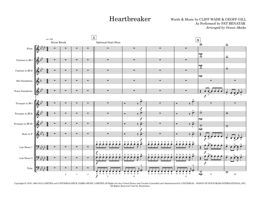 Heartbreaker Heartbreaker Marching Band scores gallery preview page 1