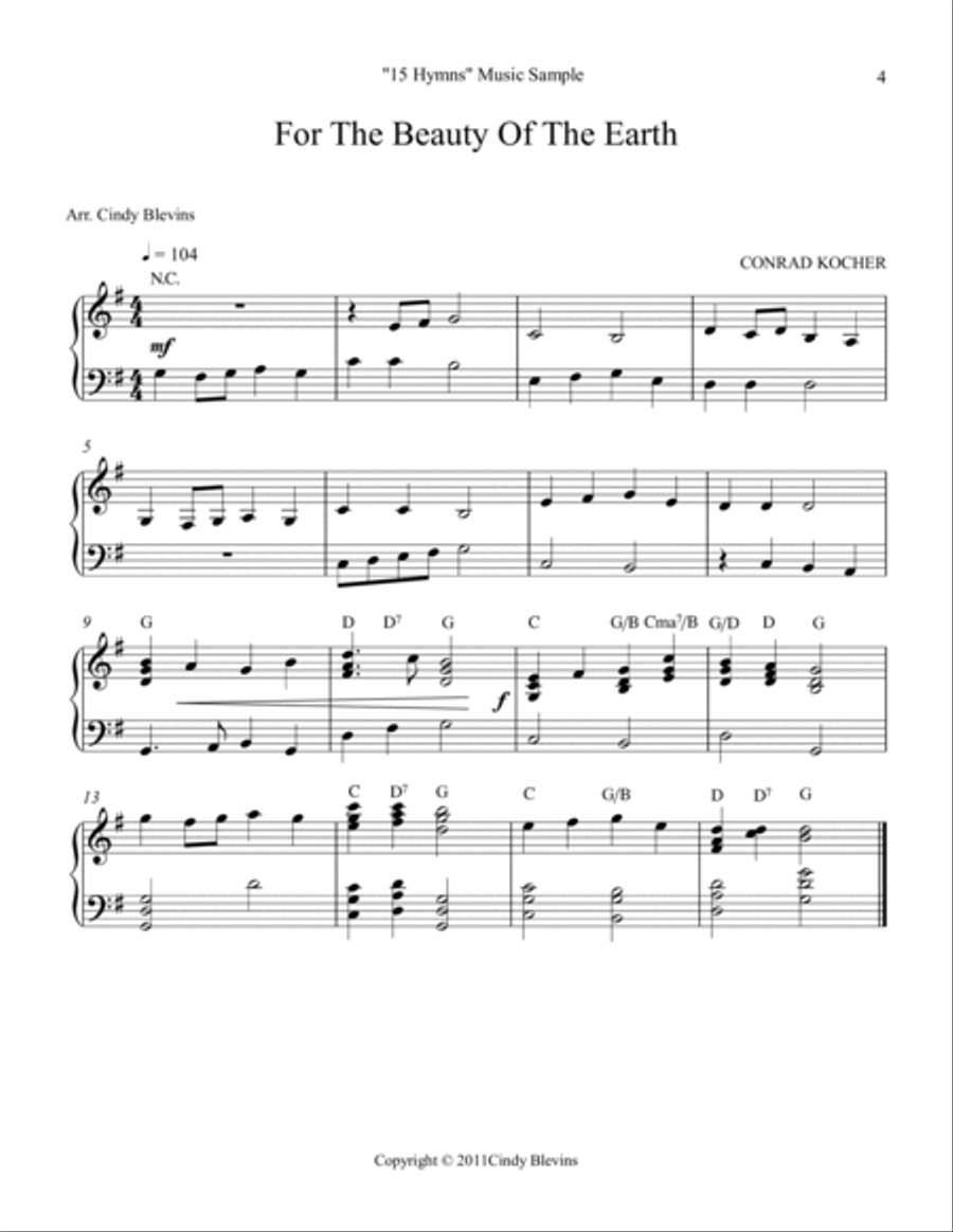 15 Hymns, for Lever or Pedal Harp Pedal Harp scores gallery preview page 5