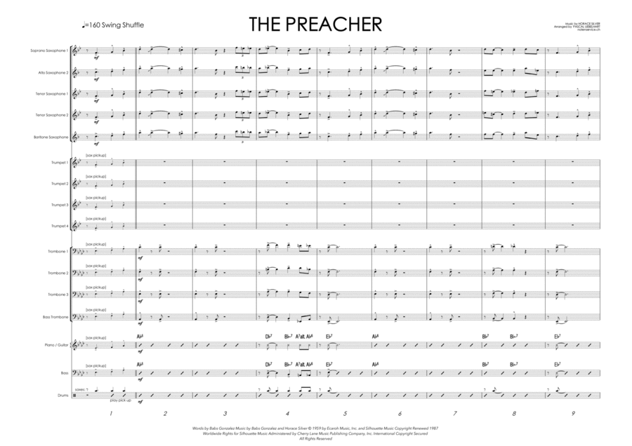The Preacher - Score Only Jazz Ensemble scores gallery preview page 1