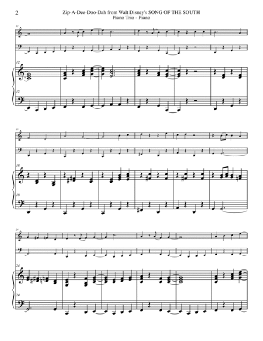 Zip-A-Dee-Doo-Dah Piano Trio scores gallery preview page 2