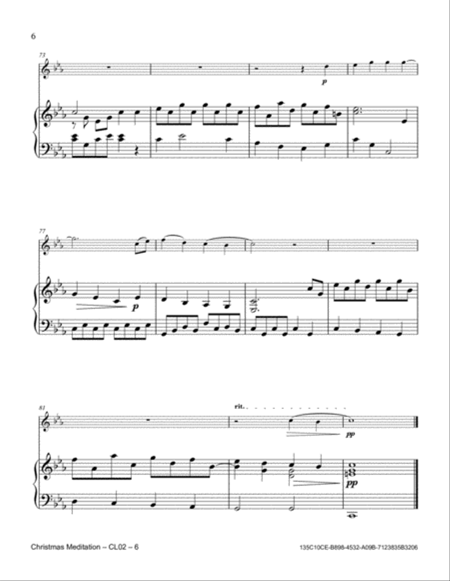 Christmas Meditation Clarinet Solo scores gallery preview page 6
