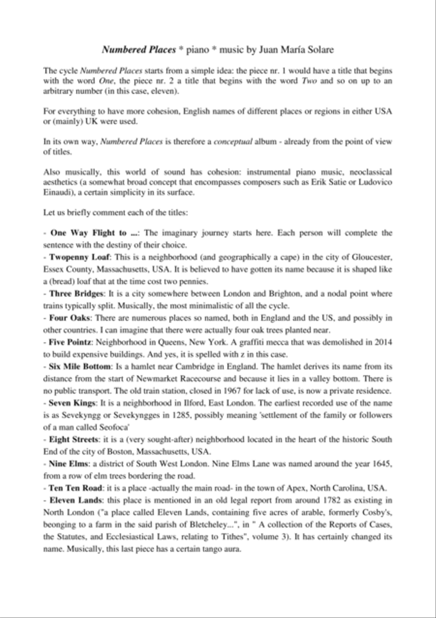 Numbered Places [11 pieces for piano solo] Piano Solo scores gallery preview page 3