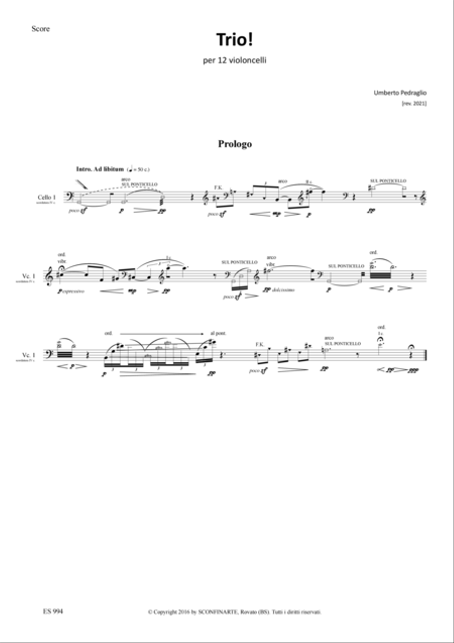 Umberto Pedraglio: TRIO! (ES 994) per 12 violoncelli String Orchestra scores gallery preview page 3