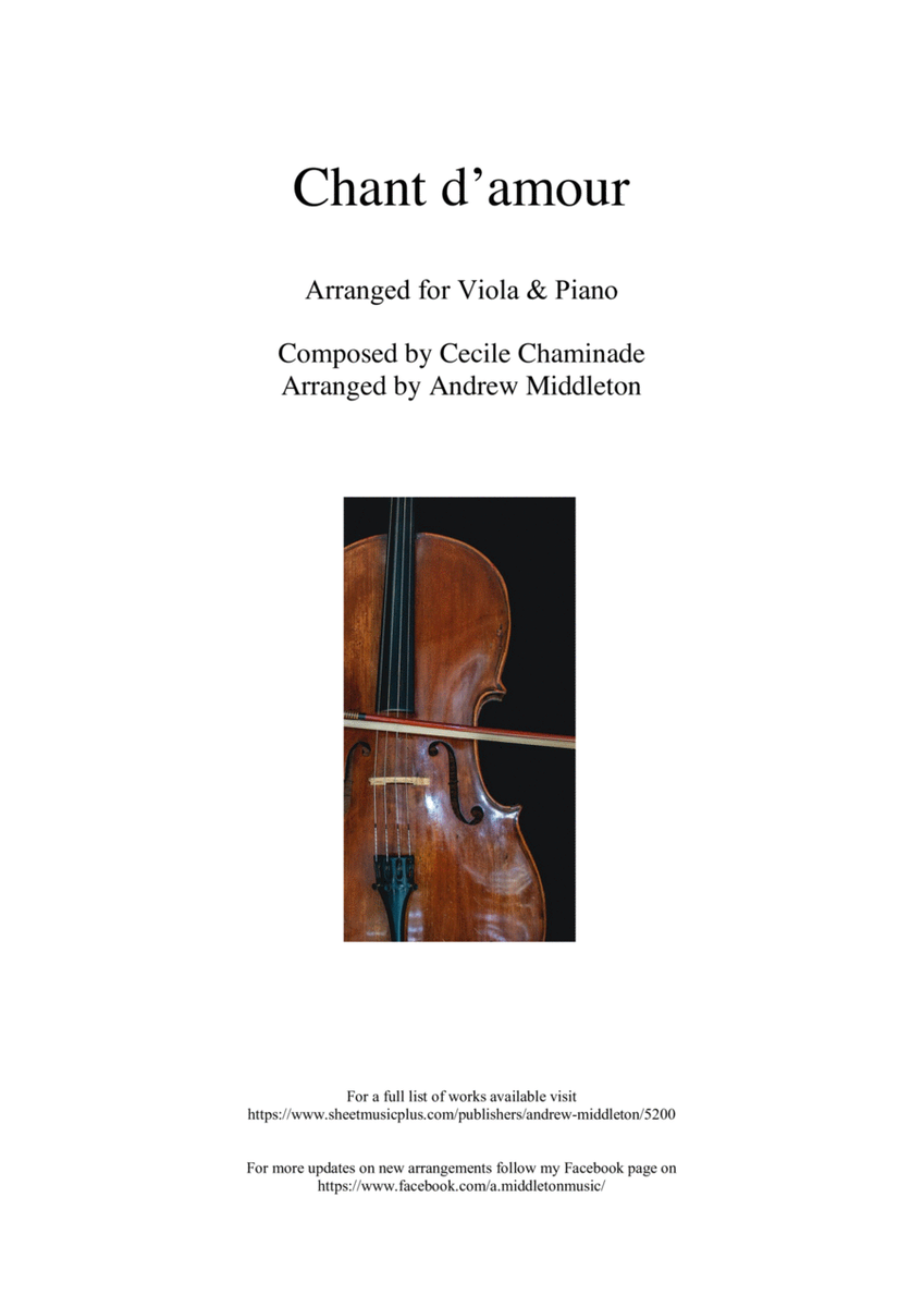 Chant d'amour arranged for Viola and Piano image number null