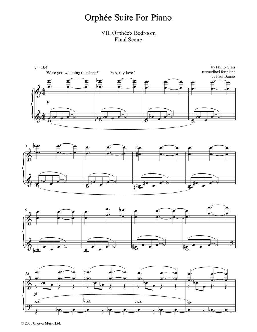 Orphee Suite For Piano, VII. Orphee's Bedroom Final Scene Piano Solo scores gallery preview page 1