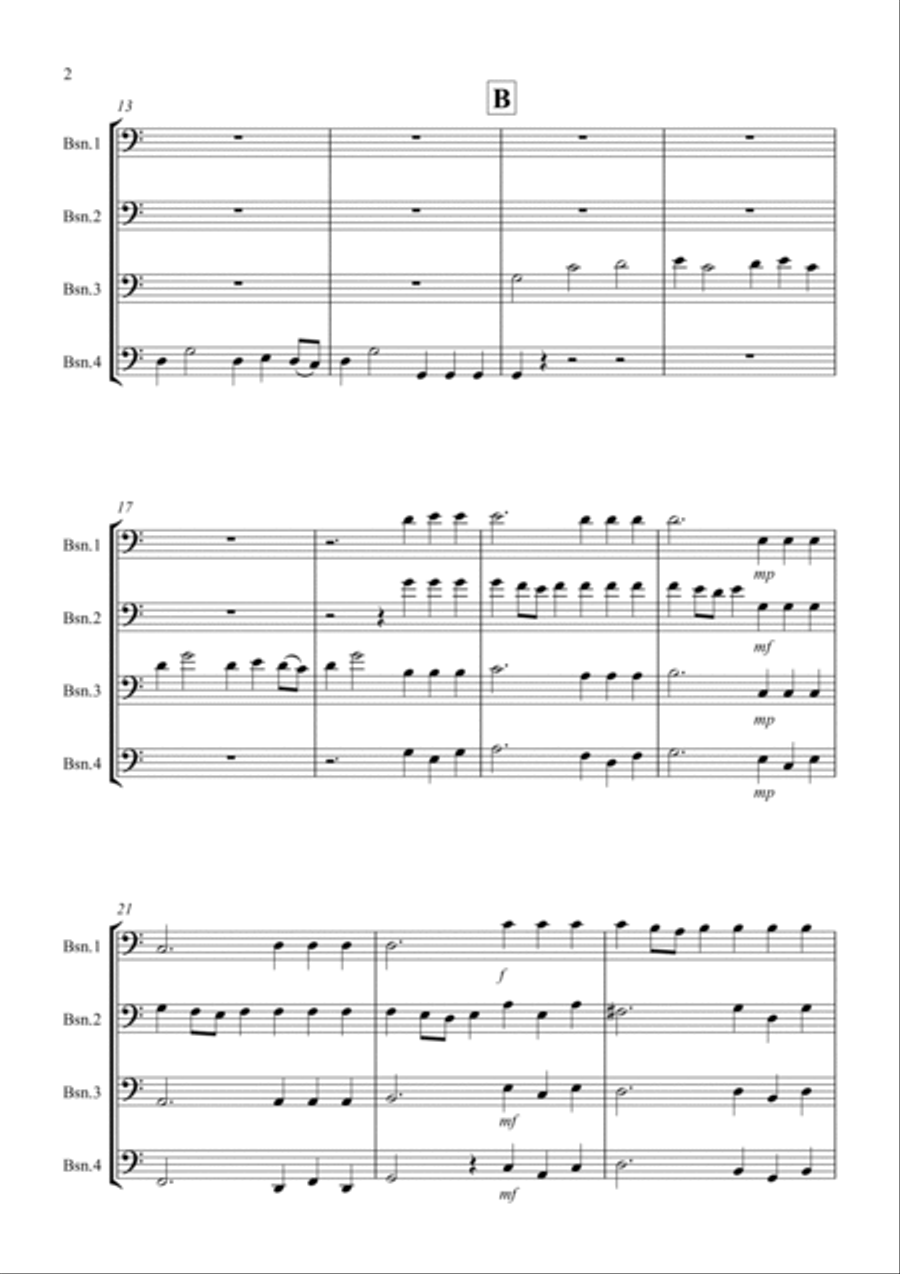 Hornpipe from Handel's Water Music for Bassoon Quartet Bassoon Quartet scores gallery preview page 2