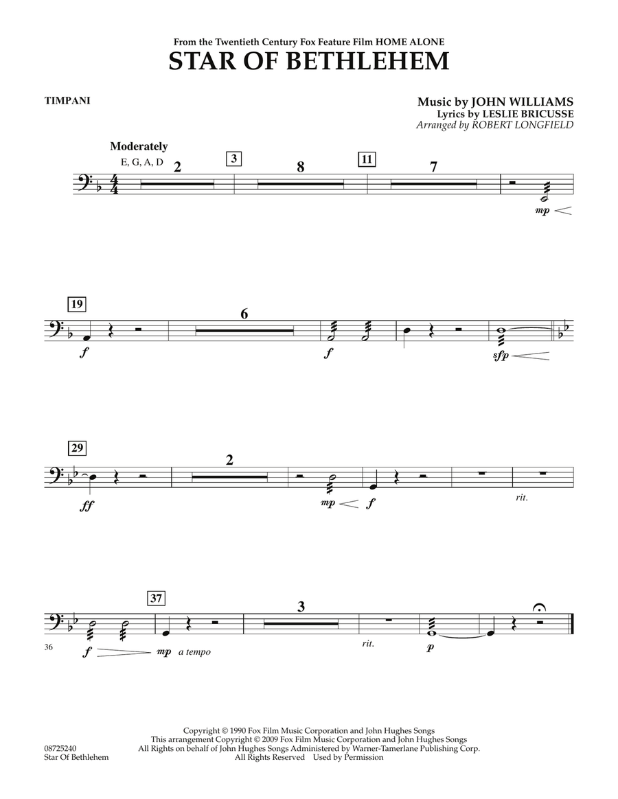 The Star of Bethlehem (from Home Alone) - Timpani Concert Band scores gallery preview page 1