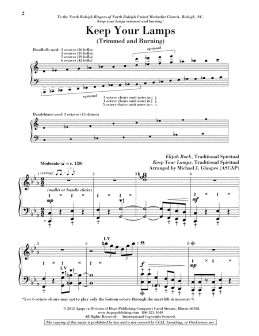 Keep Your Lamps (Trimmed and Burning) 5-Octaves scores gallery preview page 2